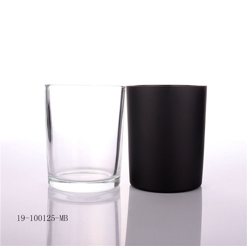 Matt Black Candle Glass Jar with Wooden Lid