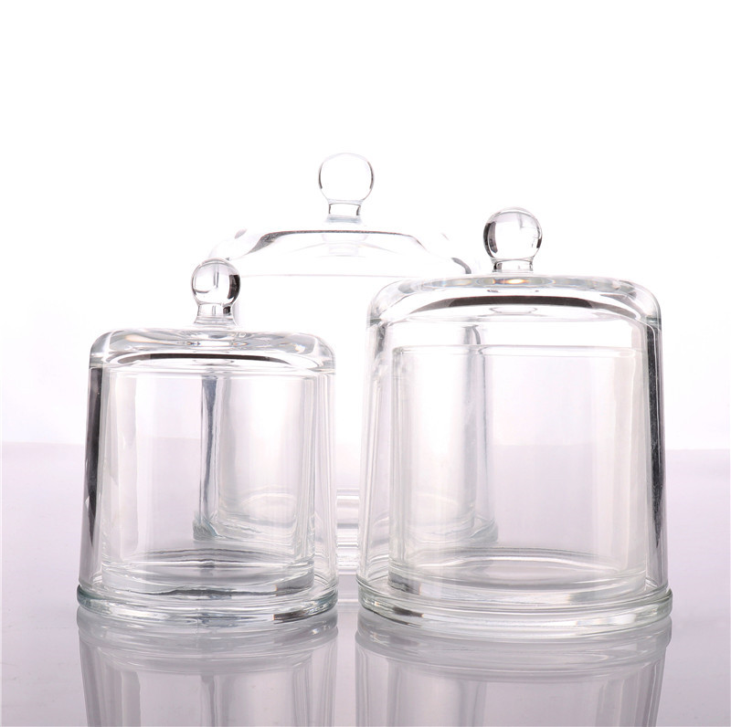BOYE Wholesale Luxury Home Decoration Candle Glass Jar With Cloche Lid Dome For Candles