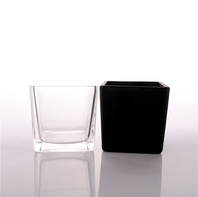 Luxury Square Empty Glass Candle Jars For Candle Making With Bamboo Lid