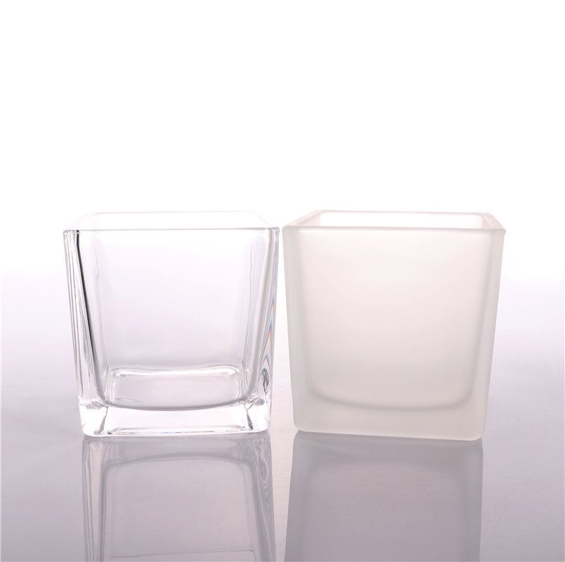 Luxury Square Empty Glass Candle Jars For Candle Making With Bamboo Lid