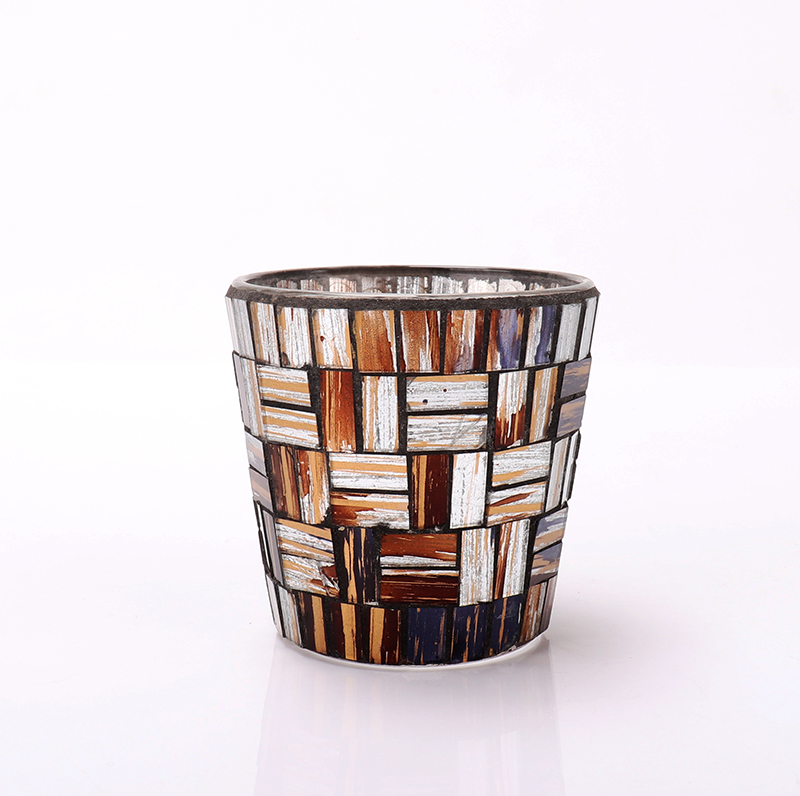 Mosaic Glass Candle Holders With Shell, Wedding Centerpieces Decor Table Elegant Tea Light Holders