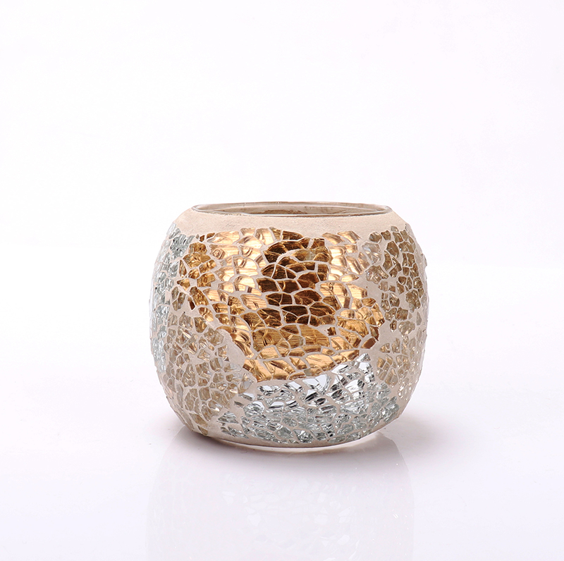 Mosaic Candle Holder Glass Shell Crystal Candle Holder Home Decor Glass Jar