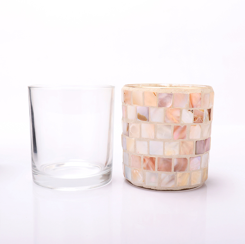Mediterranean Shell Mosaic Glass Candle Candelabra, Holiday Decor, Atmosphere Arrangement, Christmas