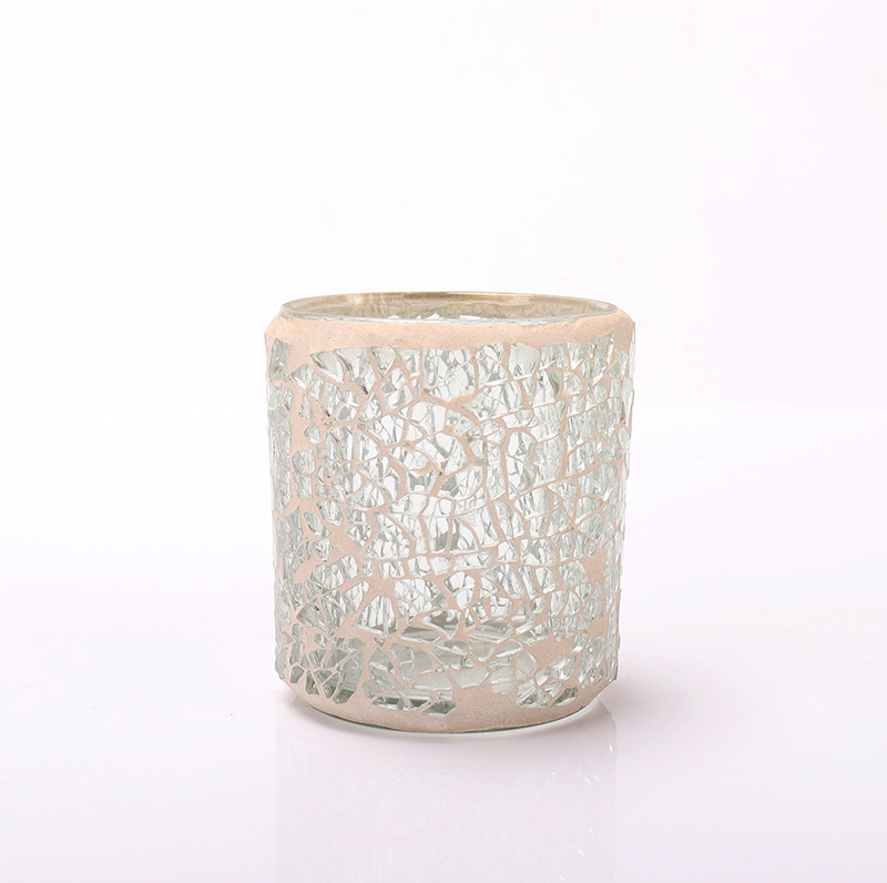 Mosaic Style Simple Glass Candle Jar with Shell Decoration