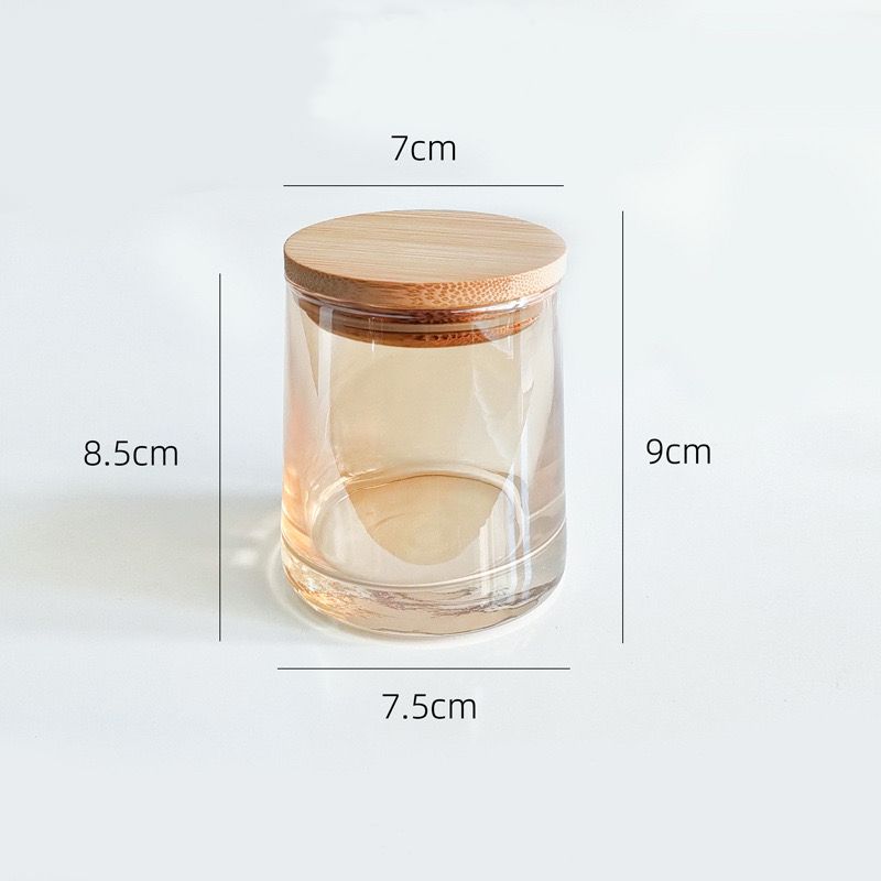 Iridescent Morden Stylish Candle Vessel With Wooden Lid