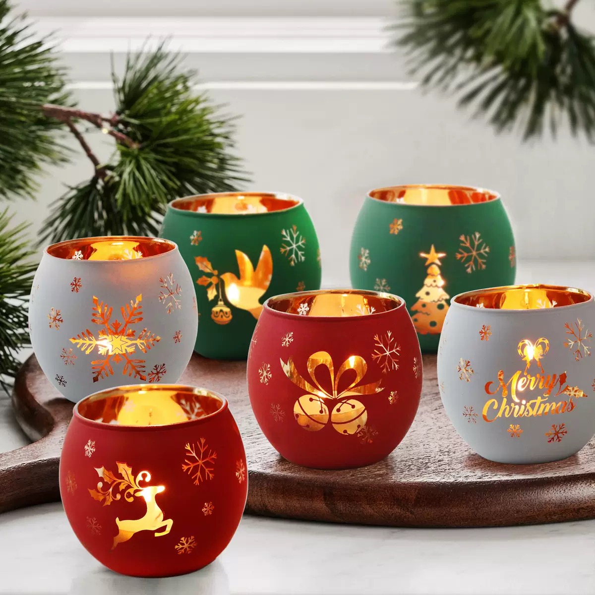 Votive Glass Candle Jars Wholesale for Christmas