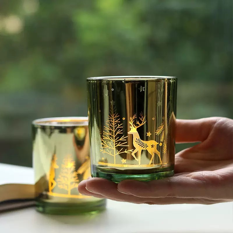 Electropalting Deer Glass Jars Manufaturer for Christmas