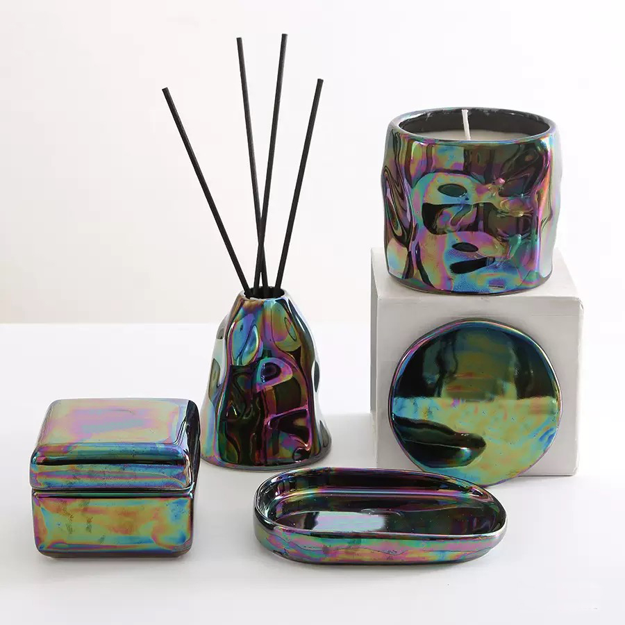 Iredescent Ceramic Candle Jar