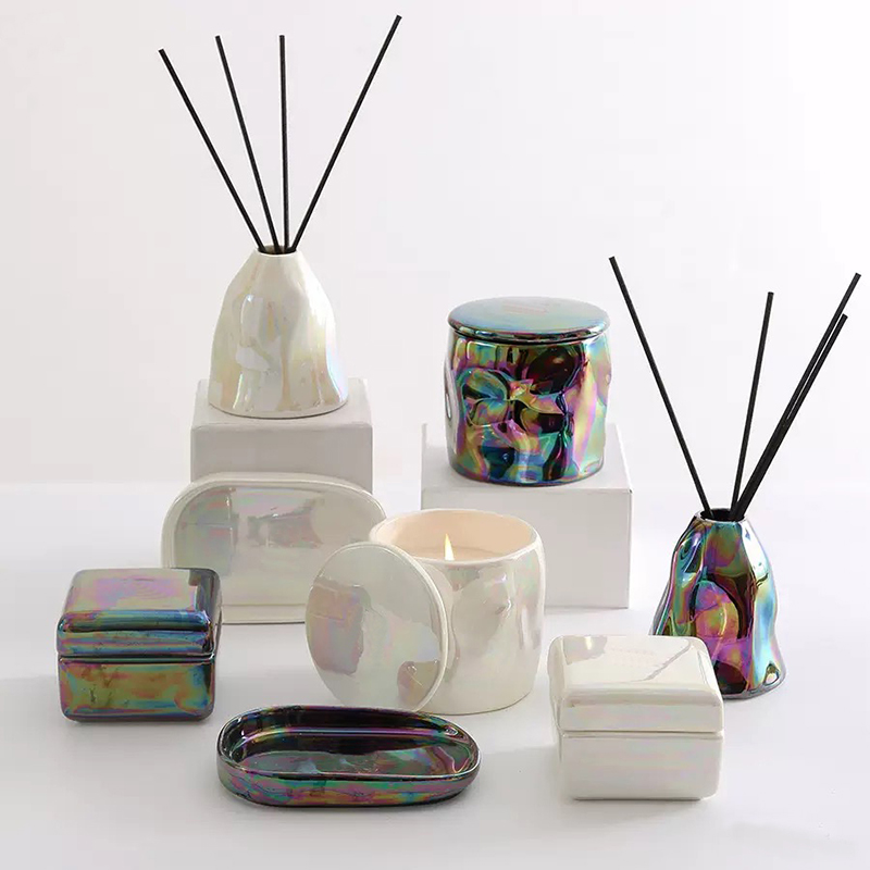 Iredescent Ceramic Candle Jar