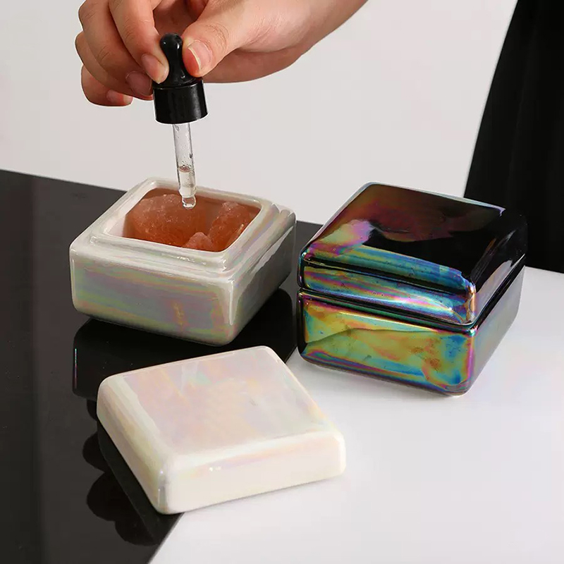 Iredescent Ceramic Candle Jar