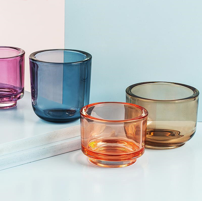 Translucent Blue Amber Glass Vessel For Candle Making