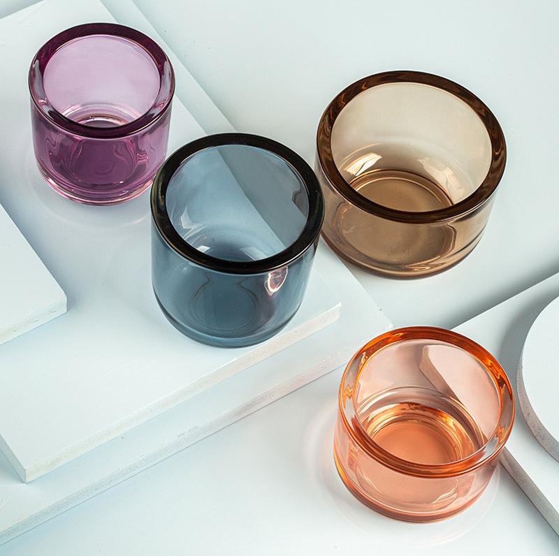 Translucent Blue Amber Glass Vessel For Candle Making