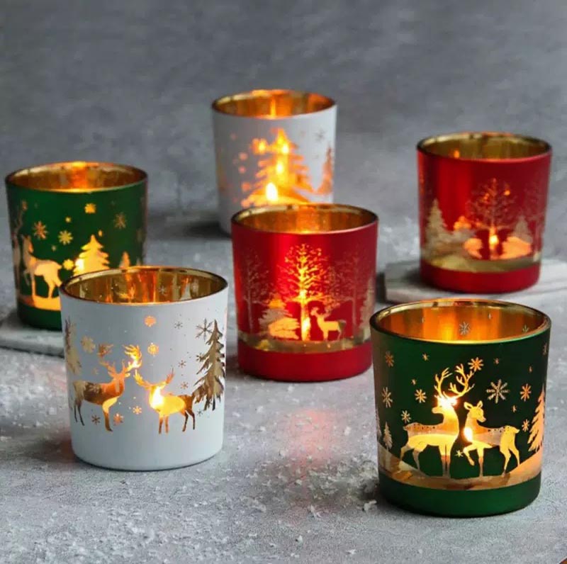 Engraved Deer Glass Jars Wholesale for Christmas