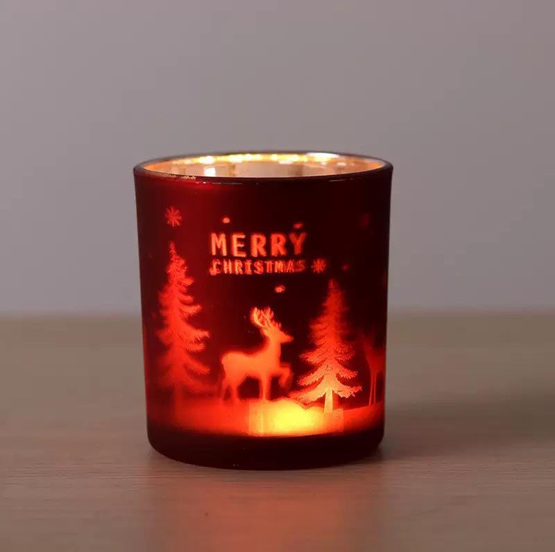 Engraved Deer Glass Jars Wholesale for Christmas