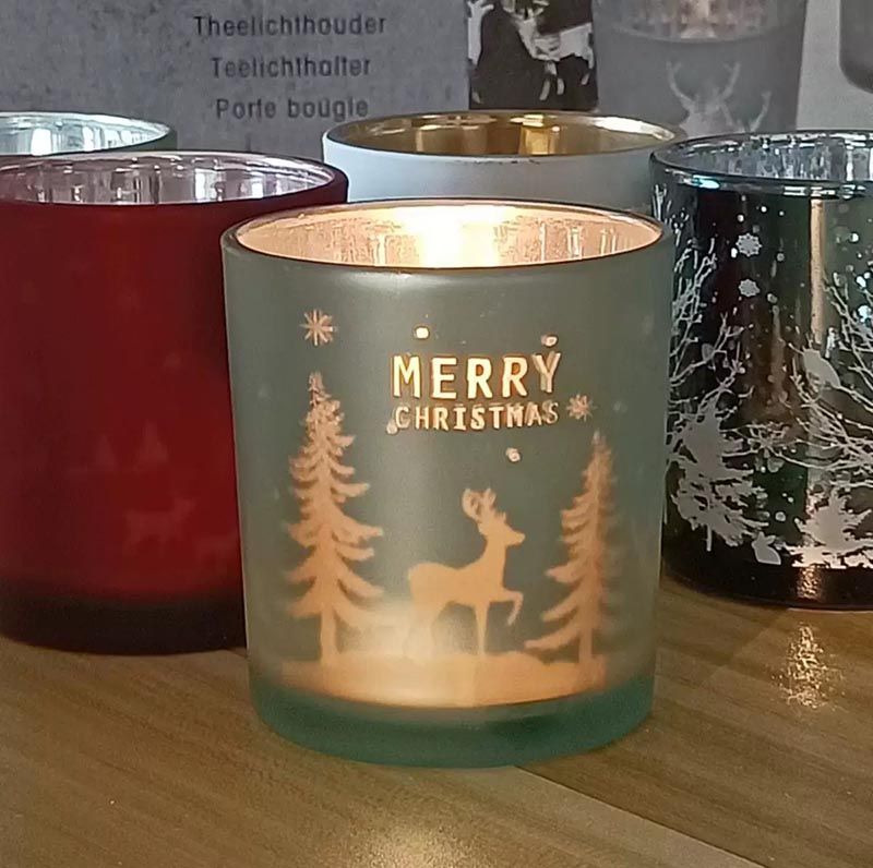 Engraved Deer Glass Jars Wholesale for Christmas