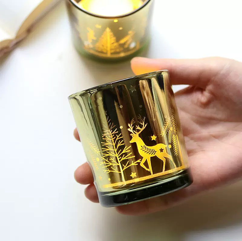 Electropalting Deer Glass Jars Manufaturer for Christmas