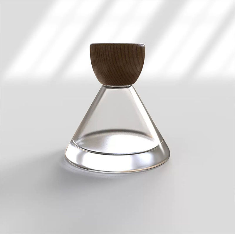 Funnel Shaped Reed Diffuser Bottle with Wooden Lid