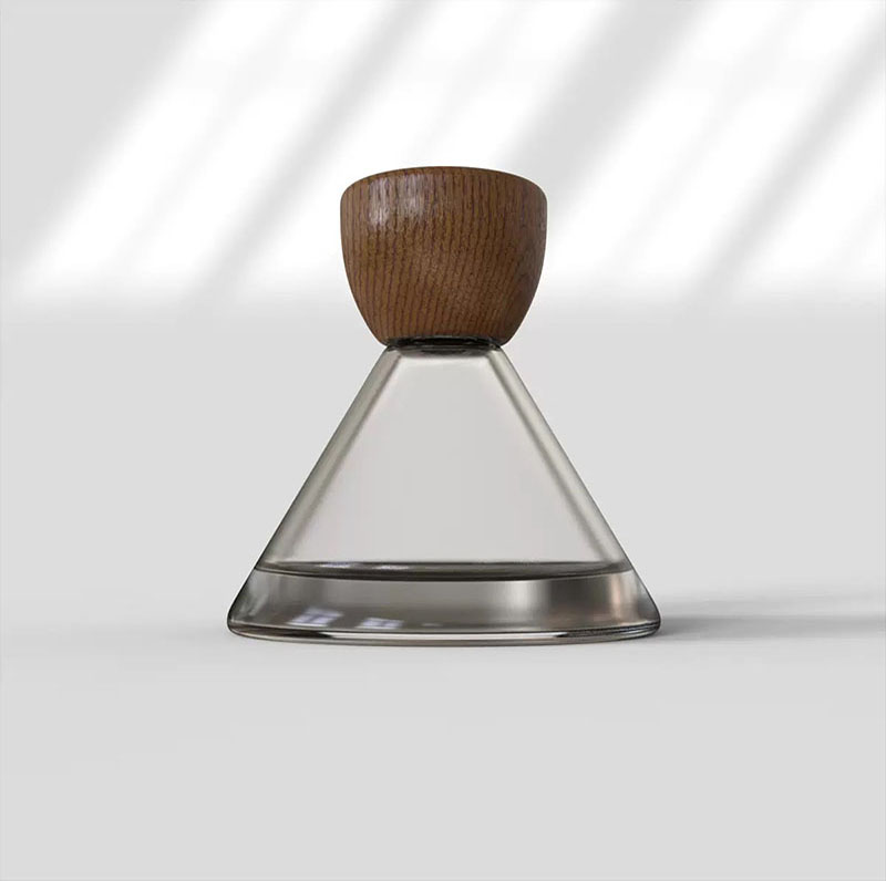 Funnel Shaped Reed Diffuser Bottle with Wooden Lid