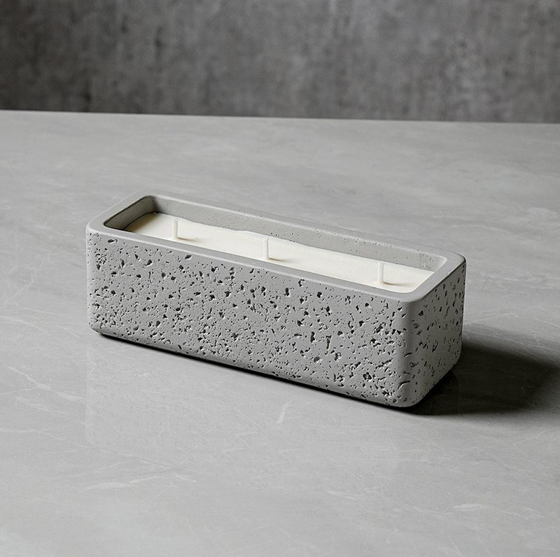 Large Size 3 Wicks Square Ceramic Scented Candle Jar