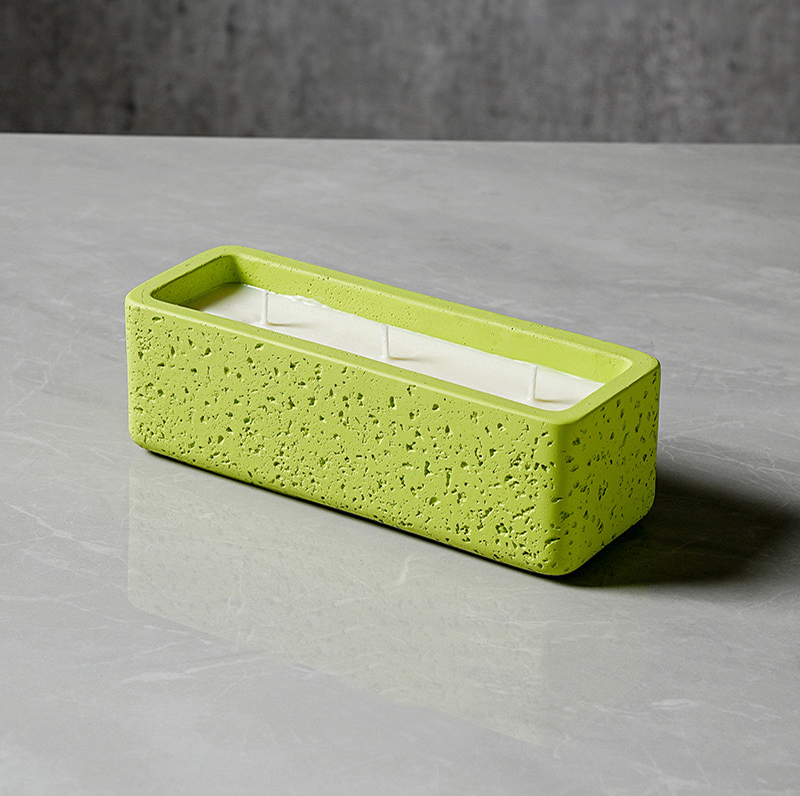 Large Size 3 Wicks Square Ceramic Scented Candle Jar