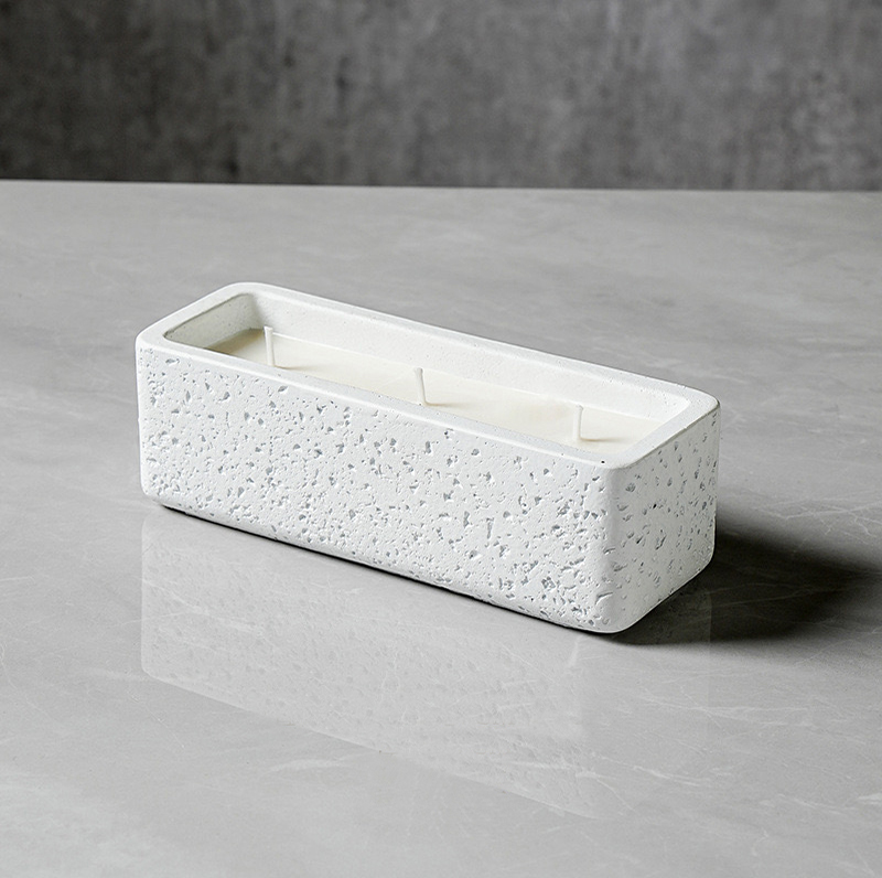 Large Size 3 Wicks Square Ceramic Scented Candle Jar