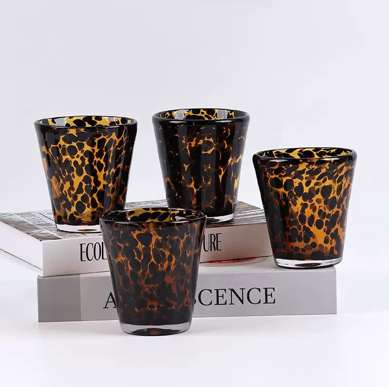 Large Size Candle Jars with Leopard Printing