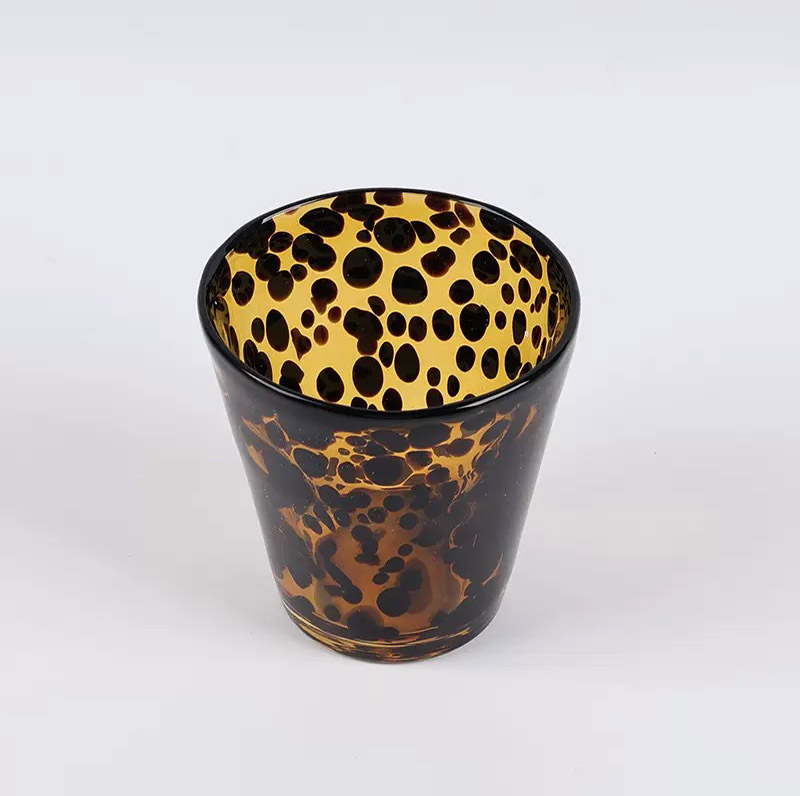 Large Size Candle Jars with Leopard Printing