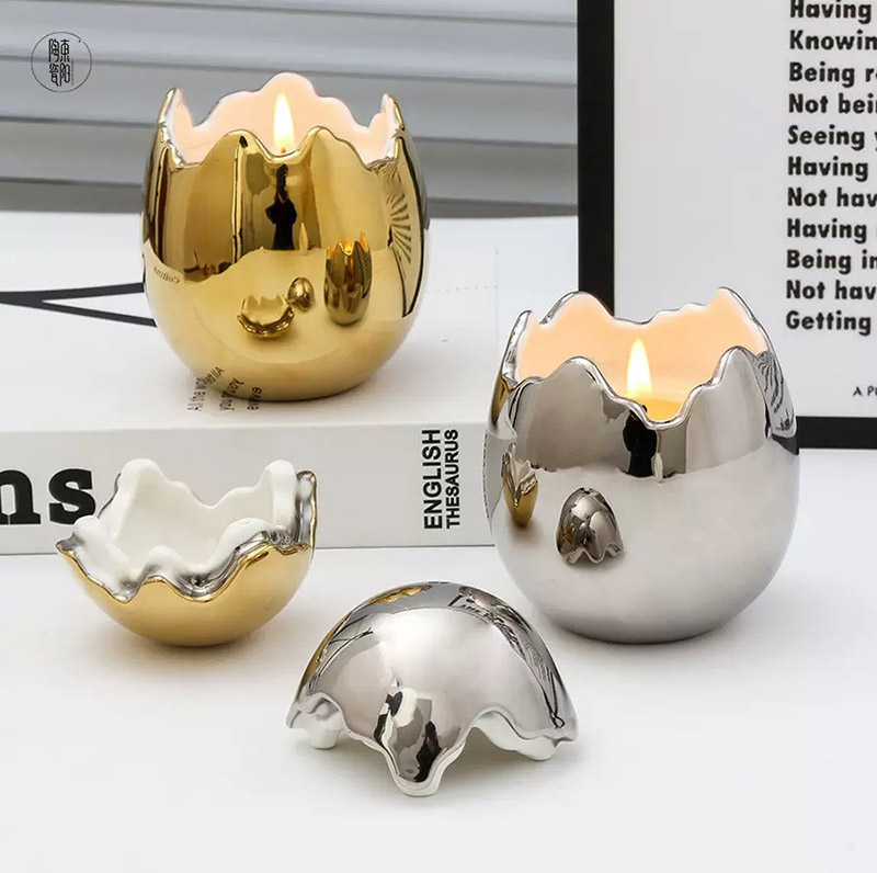 Ceramic Eggshell Shape Scented Soy Wax Candle for Easter