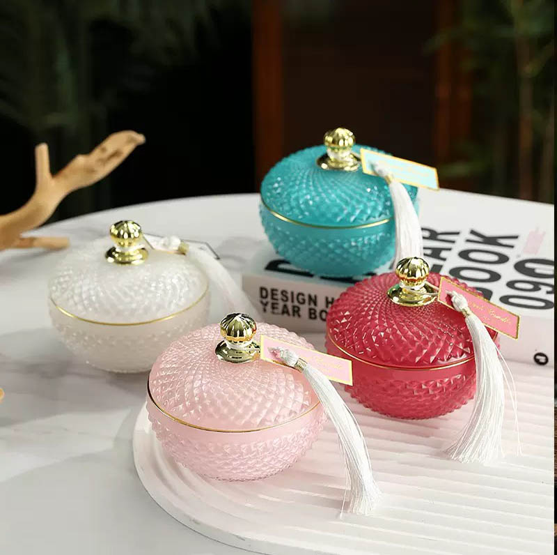 Colorful Glass Candy Jar for Scented Candle