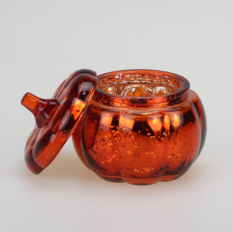 Electroplating Halloween Pumpkin Shape Glass Candle Jar