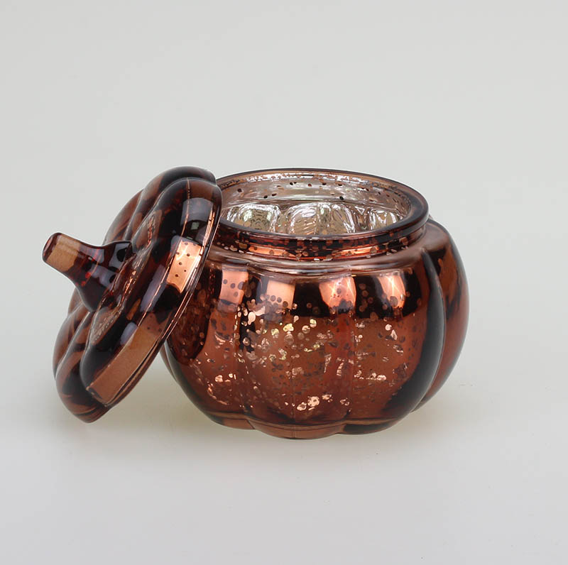 Electroplating Halloween Pumpkin Shape Glass Candle Jar