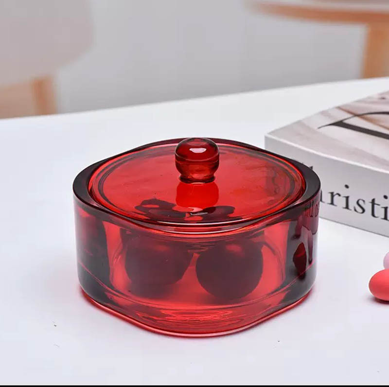 Translucent Pink Glass Jar with Lid for Candle Making