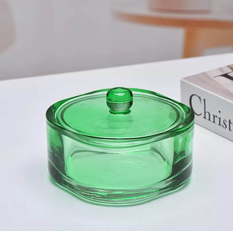 Translucent Pink Glass Jar with Lid for Candle Making