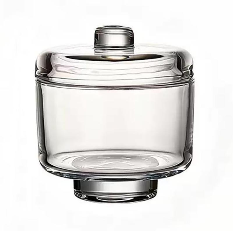 Customized Color Glass Candle Jar with Lid and High Platform