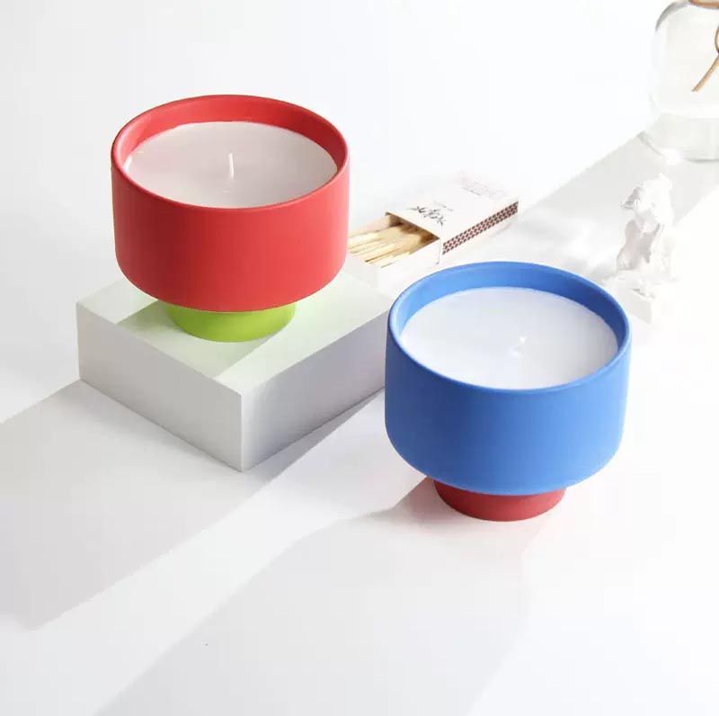 Mix Colored Ceramic Vessels for Candle Making