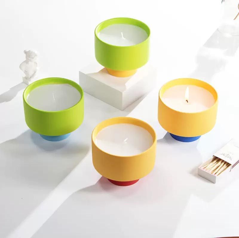 Mix Colored Ceramic Vessels for Candle Making