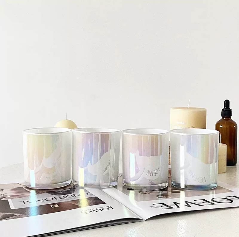 Iridescent Color Glass Vessels for Candle Making