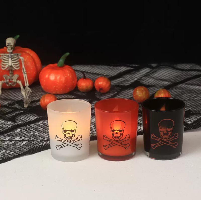 Glass Candle Vessels with Customized Design for Halloween