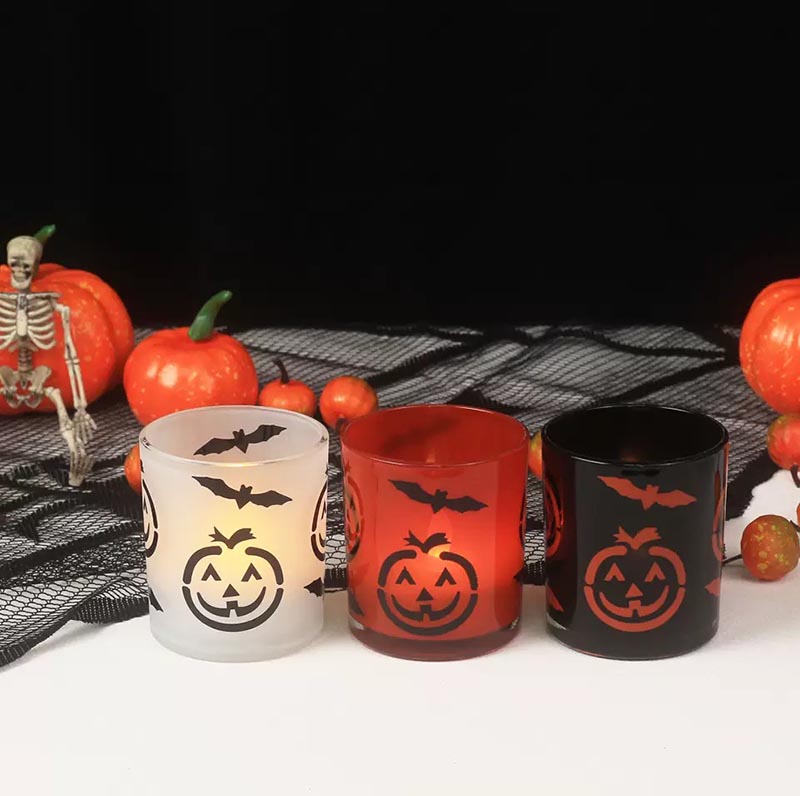 Glass Candle Vessels with Customized Design for Halloween
