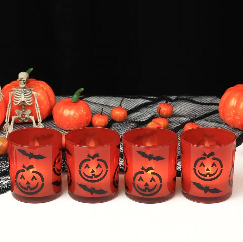 Glass Candle Vessels with Customized Design for Halloween