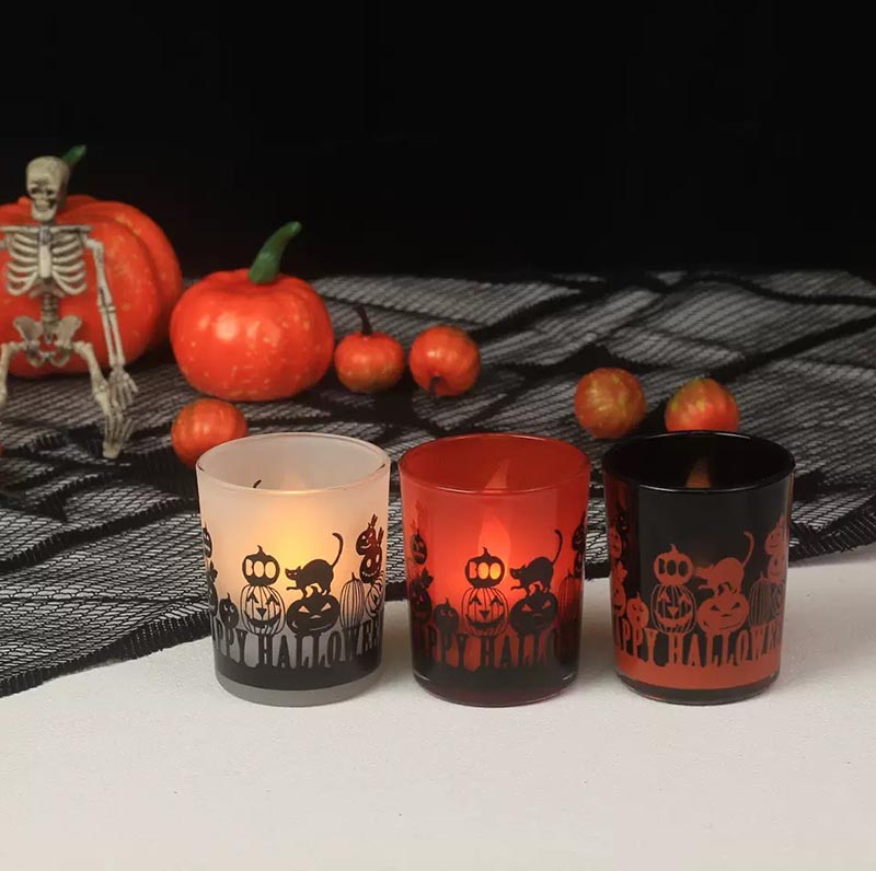 Glass Candle Vessels with Customized Design for Halloween