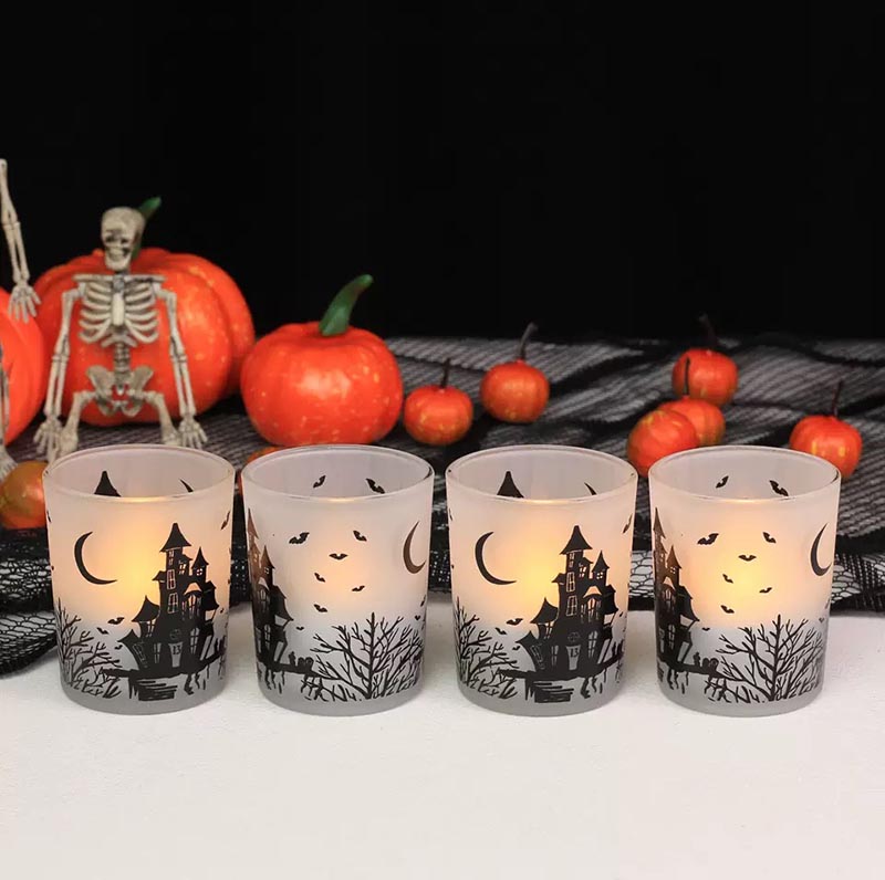 Glass Candle Vessels with Customized Design for Halloween