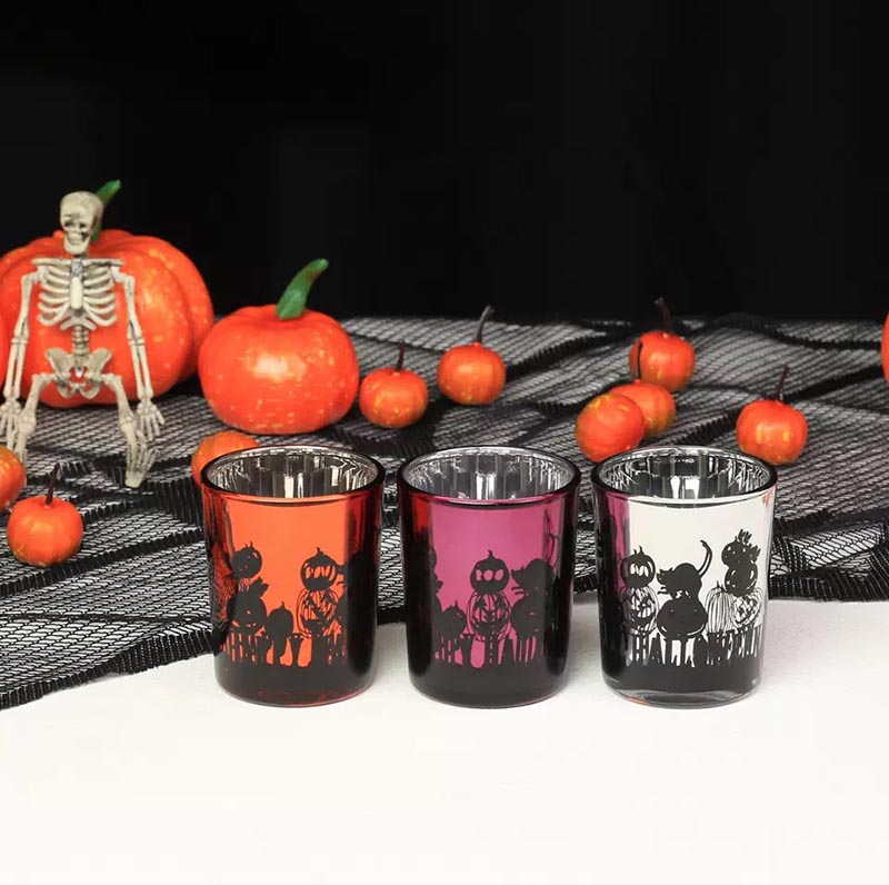 Electroplating Halloween Design Glass Candle Jars