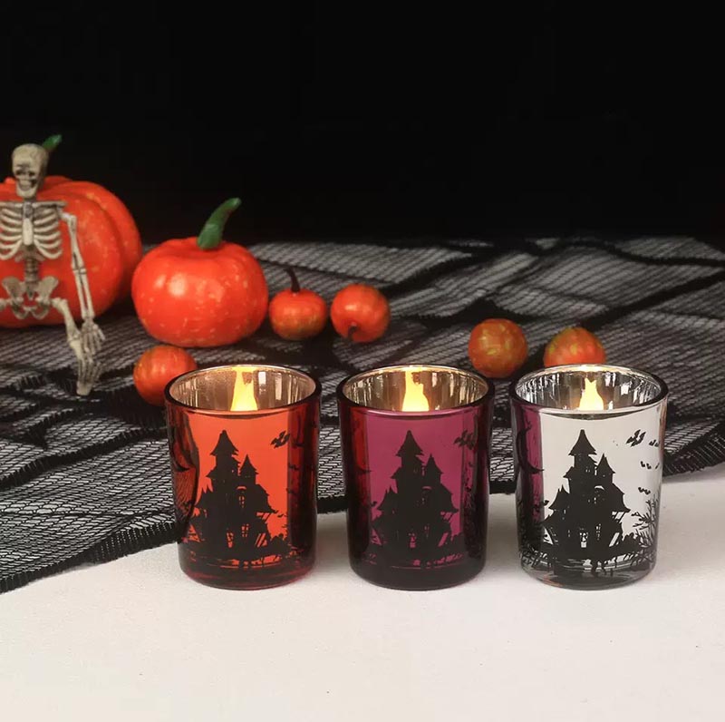 Electroplating Halloween Design Glass Candle Jars