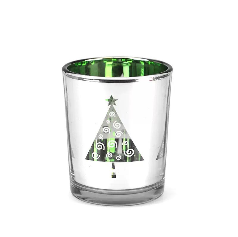 Customized Electroplating Glass Candle Jars for Christmas