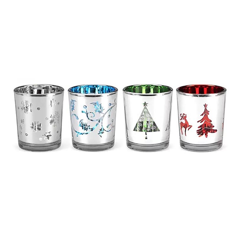 Customized Electroplating Glass Candle Jars for Christmas