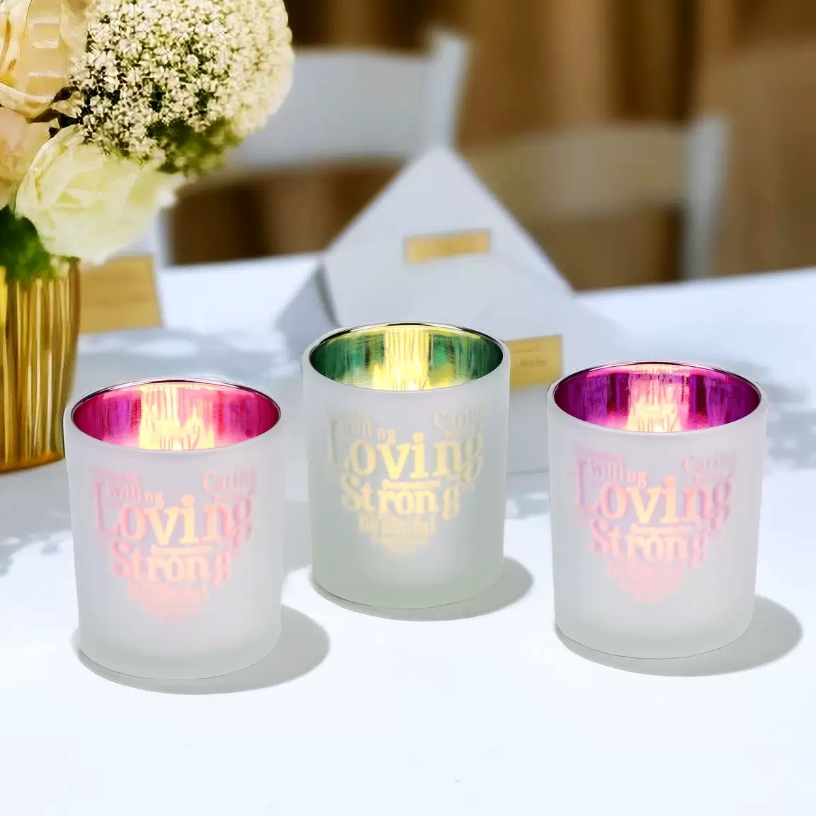 Electroplating Valentine's Day Votive Glass Jars for Candle Making