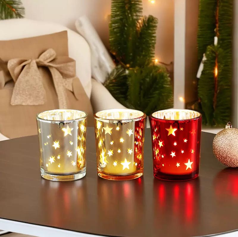 Wholesale Electroplated and Engraving Stars Glass Jars
