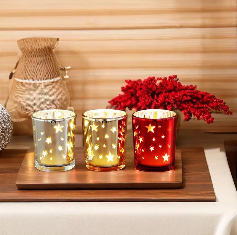 Wholesale Electroplated and Engraving Stars Glass Jars