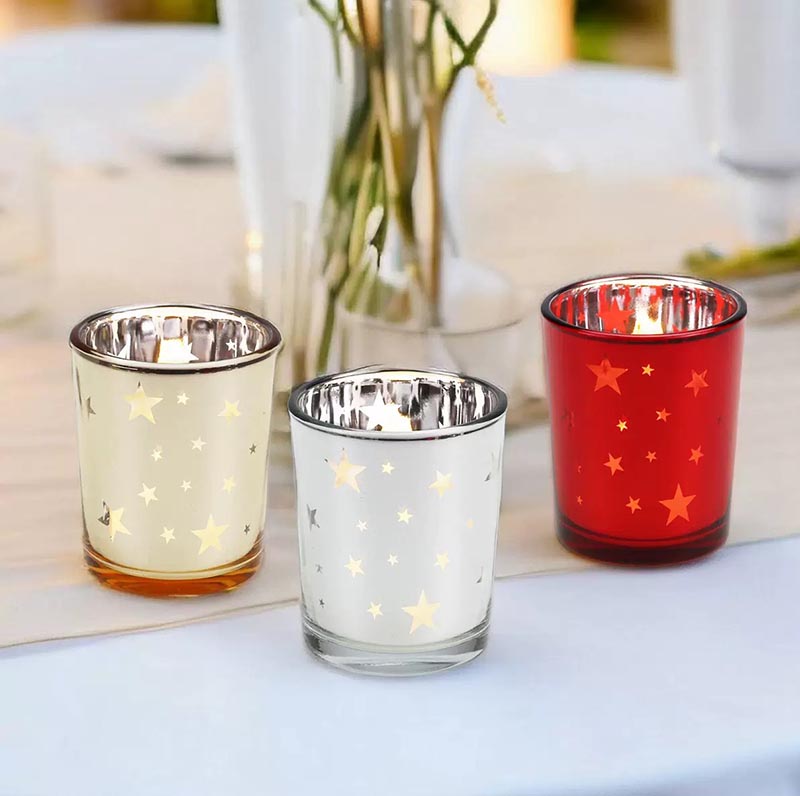 Wholesale Electroplated and Engraving Stars Glass Jars